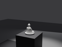 Buddha statue, rear three-quarter view