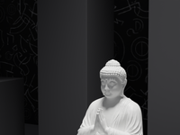 Buddha statue, detail of the face and hands