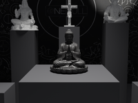Buddha statue in Black, front view
