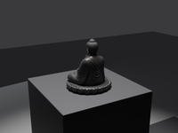 Buddha statue in Black, rear three-quarter view