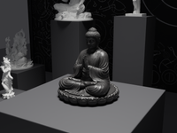 Buddha statue in Black, three-quarter view