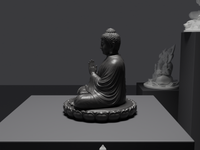 Buddha statue in Black, side profile, close