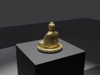 Buddha statue in Gold, rear three-quarter view