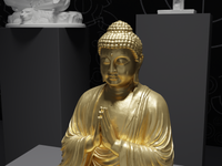 Buddha statue in Gold, detail of the face and hands