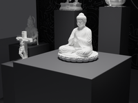 Buddha statue, three-quarter view