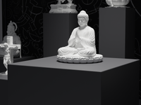 Buddha statue, close detail of the face and hands