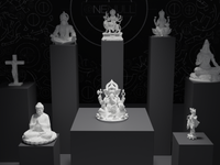 Ganesh murti statue in white, front view