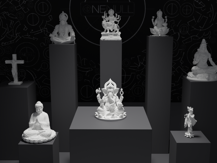 Ganesh murti statue in white, front view