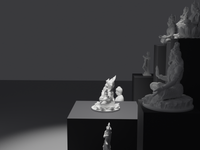 Ganesh murti statue in white, side profile