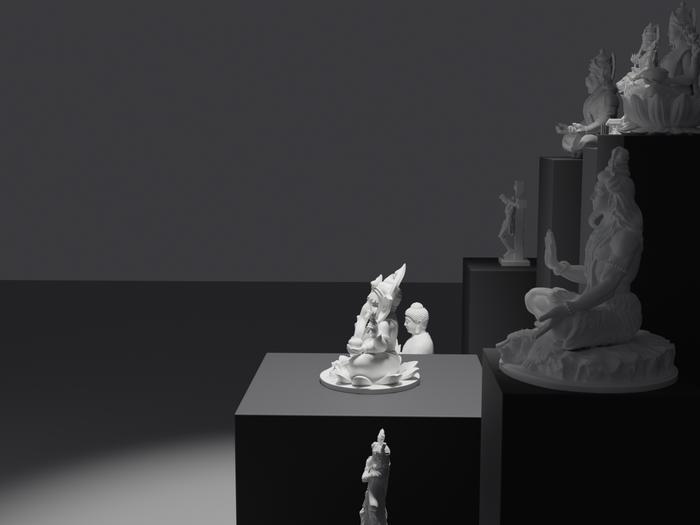 Ganesh murti statue in white, side profile