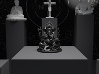 Ganesh murti statue in black, front view