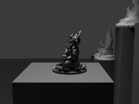 Ganesh murti statue in black, side profile