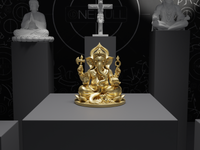 Ganesh murti statue in gold, front view