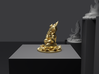 Ganesh murti statue in gold, side profile