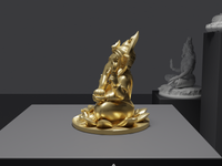 Ganesh murti statue in gold, side profile, close