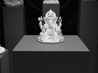Ganesh murti statue in white, front view, close