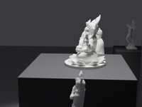 Ganesh murti statue in white, side profile, close