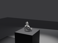 Hanuman statue, rear three-quarter view