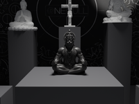 Hanuman statue in Black, front view