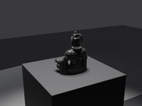 Hanuman statue in Black, rear three-quarter view