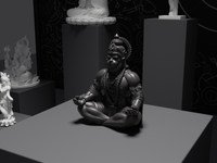 Hanuman statue in Black, three-quarter view