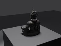 Hanuman statue in Black, rear three-quarter view, close