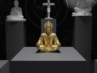 Hanuman statue in Gold, front view
