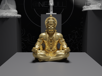 Hanuman statue in Gold, front view, close