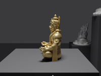 Hanuman statue in Gold, side profile, close