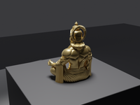 Hanuman statue in Gold, rear three-quarter view, close