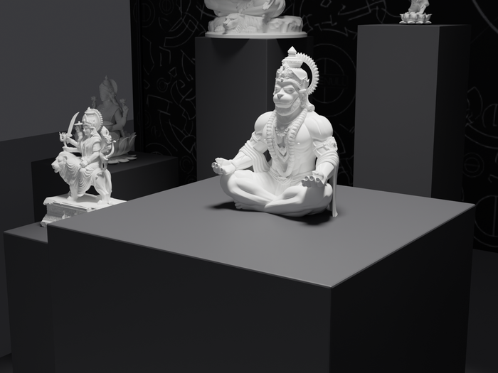 Hanuman statue, three-quarter view
