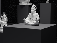 Hanuman statue, close detail of the face and hands
