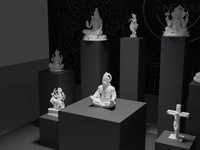Hanuman murti statue with the Gods collection in the ONENULL studio