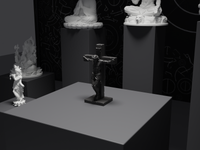 Jesus statue in Black, three-quarter view on its plinth