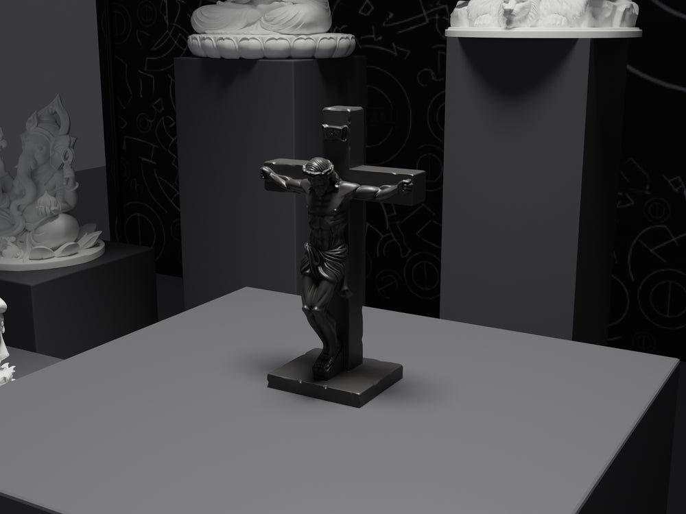 Jesus statue in Black, three-quarter view