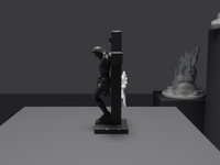 Jesus statue in Black, side profile, close