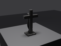 Jesus statue in Black, rear three-quarter view, close