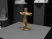 Jesus statue in Gold, three-quarter view