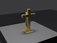 Jesus statue in Gold, rear three-quarter view, close