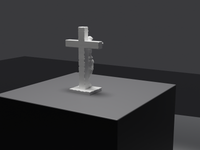 Jesus statue, rear three-quarter view, close
