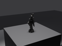 Krishna statue in Black, rear three-quarter view