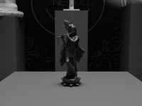 Krishna statue in Black, front view, close