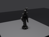 Krishna statue in Black, rear three-quarter view, close