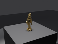 Krishna statue in Gold, rear three-quarter view