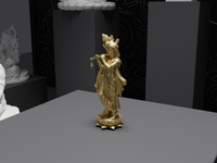 Krishna statue in Gold, three-quarter view