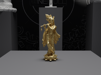Krishna statue in Gold, front view, close