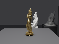 Krishna statue in Gold, side profile, close