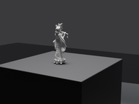 Krishna statue, rear three-quarter view, close