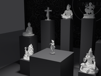 Krishna murti statue with flute, with the Gods collection in the ONENULL studio
