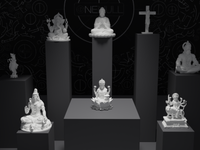 Lakshmi murti statue in white, front view
